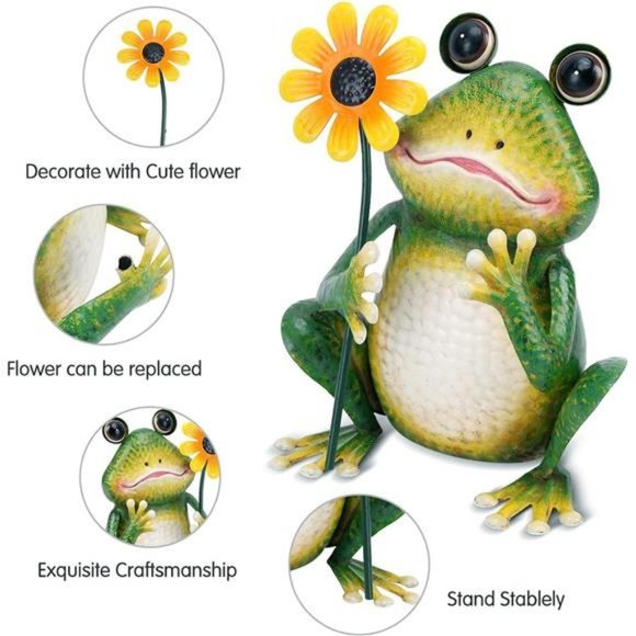 Garden Frog Statue Outdoor Decor Metal Frog Yard Art Sculpture - Picture 5 of 6